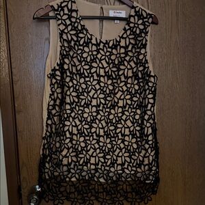 Neiman Marcus Cream and Black Lace Top